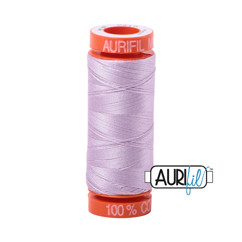 Light Lilac thread on an orange spool, isolated on a white background