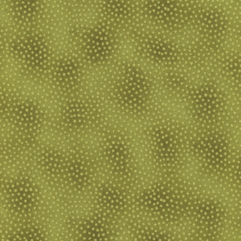 Mottled green fabric with light green dots.