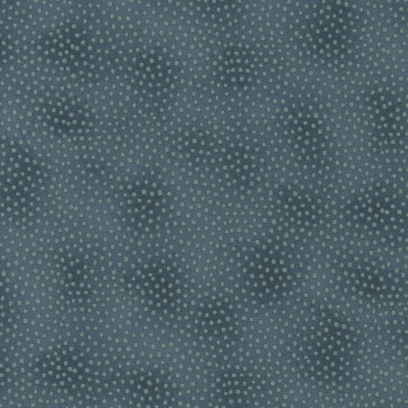 Mottled blue fabric with teal dots.