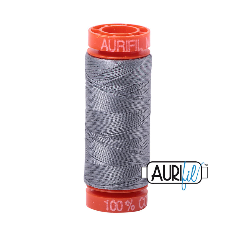 Grey thread on an orange spool, isolated on a white background