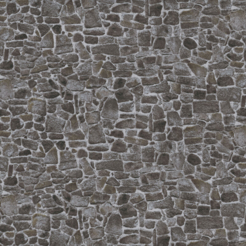 Image of the Flagstone fabric, a finely detailed pattern that perfectly captures gray cobblestones or flagstones