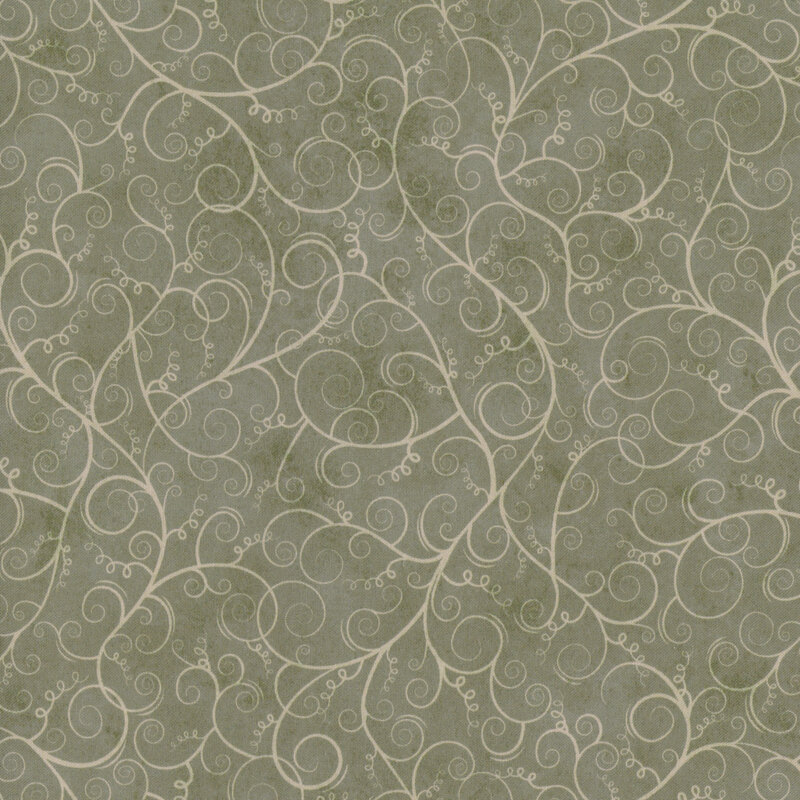 mottled sage green fabric featuring swirls
