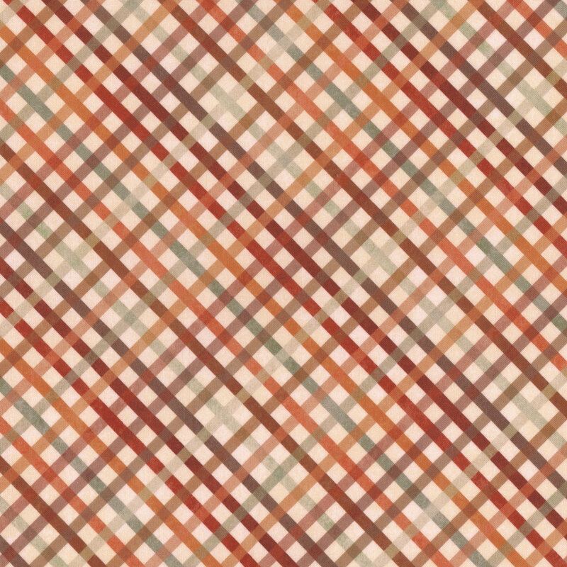cream fabric featuring a geometric pattern in earthy colors