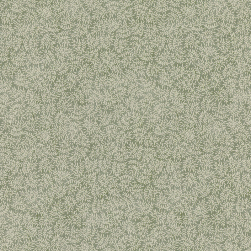 sage green fabric featuring leaves