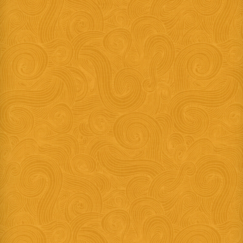Butterscotch golden yellow fabric with a tonal swirl motif