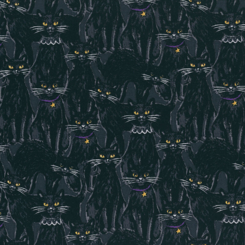 black cats on a gray background