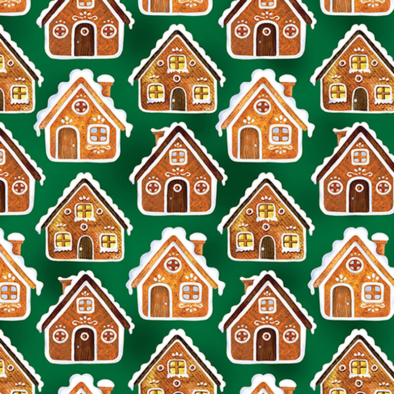 Sugar & Spice 1456944 Gingerbread Houses Green by Nicole Decamp for