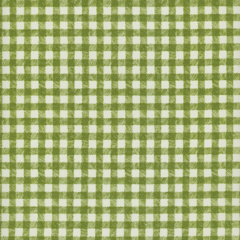 lovely cream fabric, with a hand drawn muted green gingham pattern