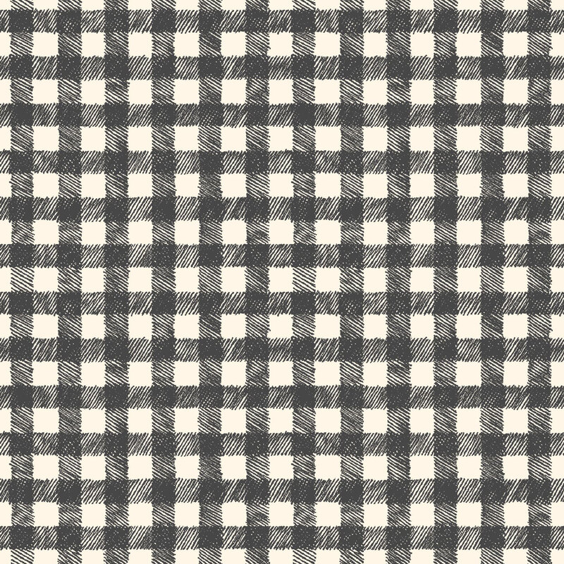 lovely cream fabric, with a hand drawn gray gingham pattern