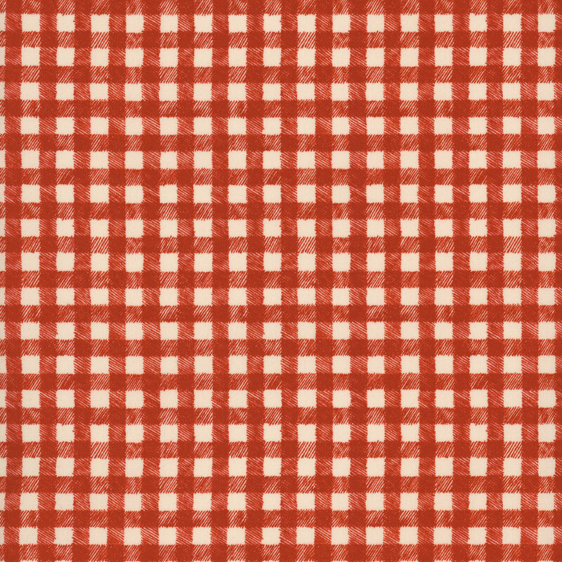 lovely cream fabric, with a hand drawn red gingham pattern