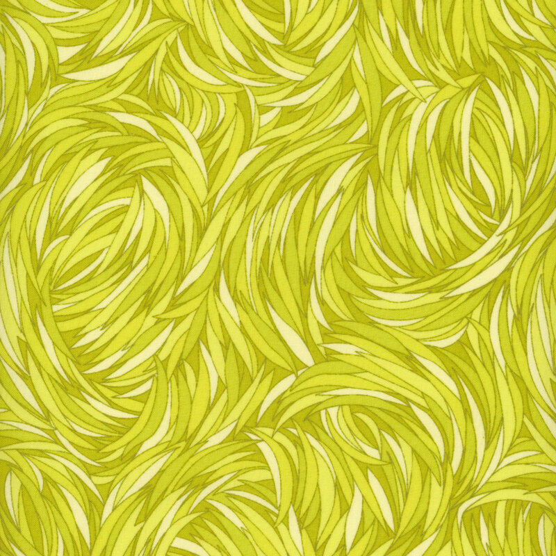 vivid spring green basic fabric with tonal swirls