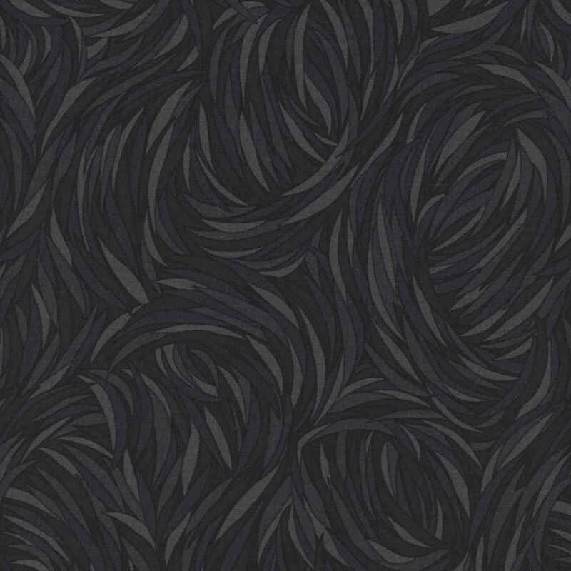deep black basic fabric with tonal swirls