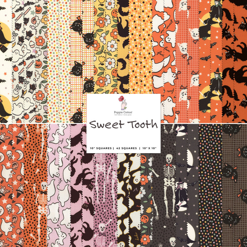 Collage image of fabrics included in the Sweet Tooth collection