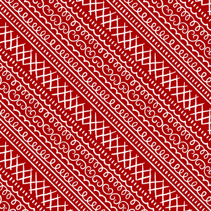 red fabric with diagonal striped designs