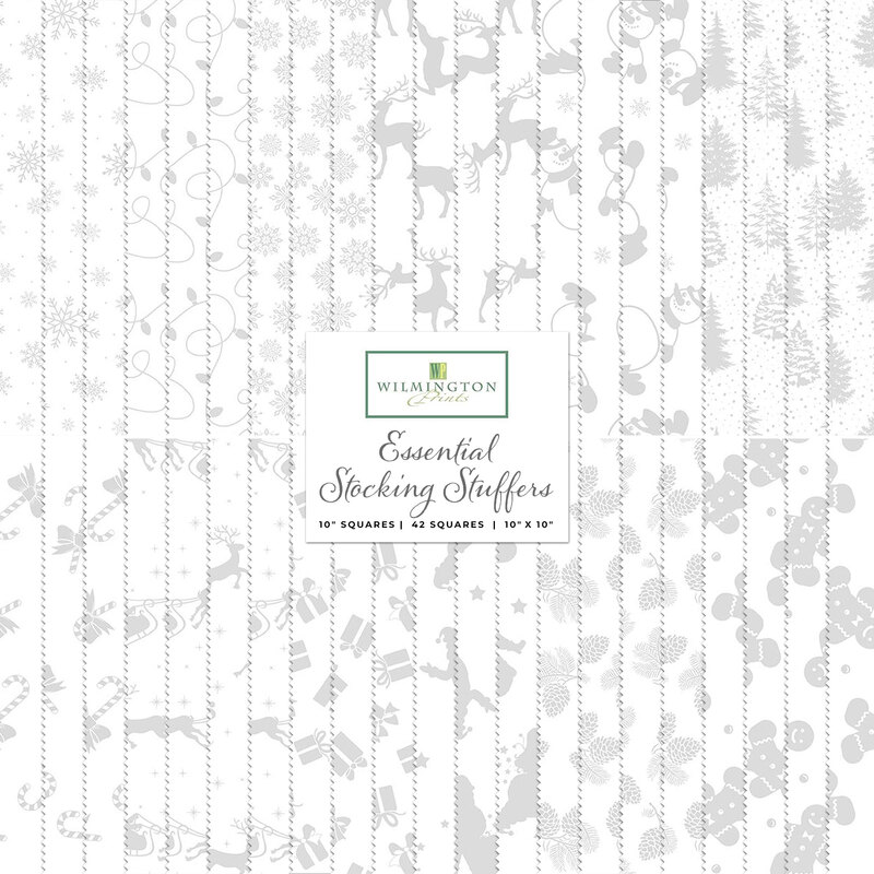 collage of fabrics in essential stocking stuffers layer cake in tonal white