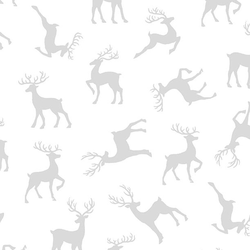 Digital image of tonal white fabric tossed with reindeer
