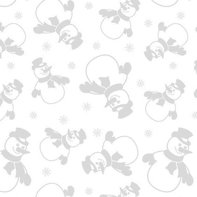 Digital image of tonal white fabric tossed with snowmen