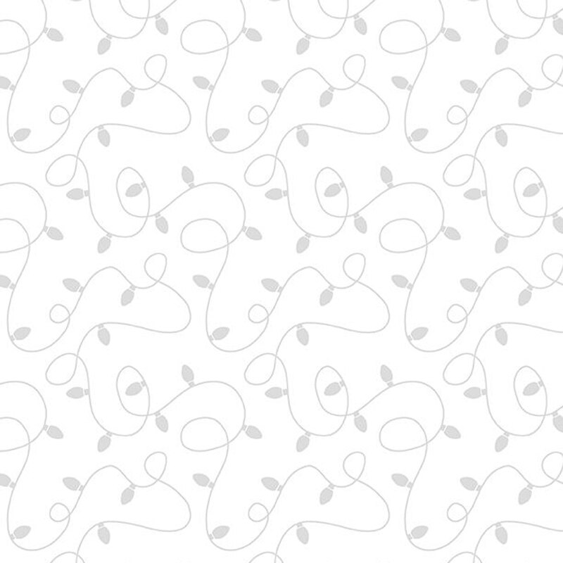 Digital image of tonal white fabric featuring a string of Christmas lights