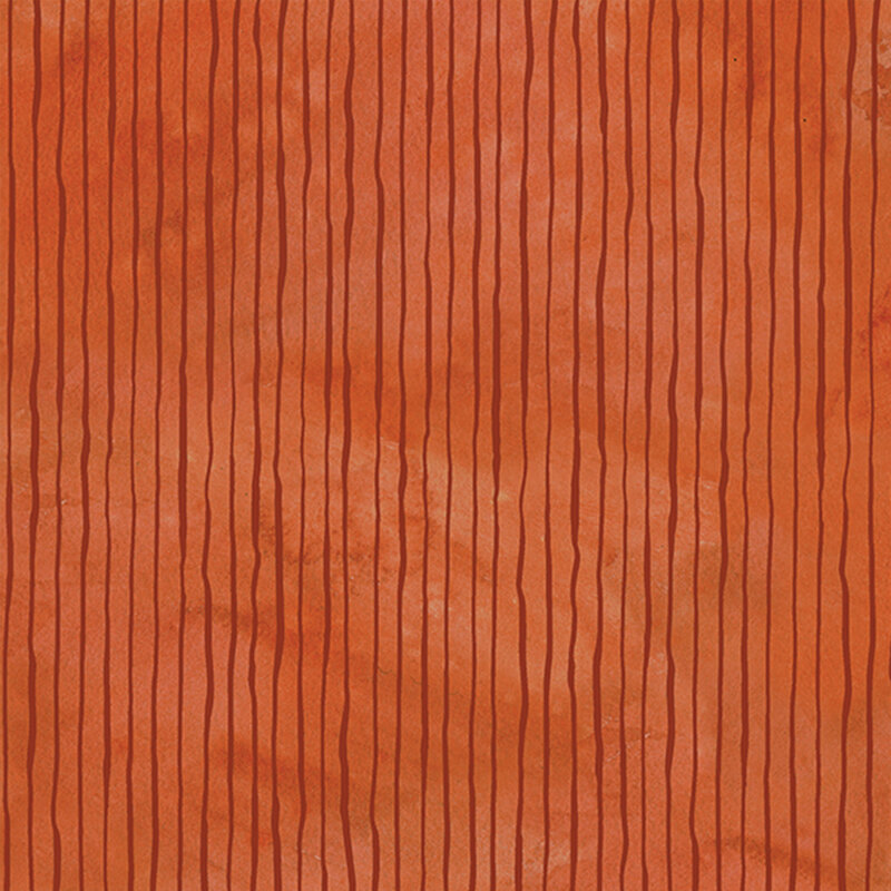 rusty orange fabric with thin hand drawn burnt orange stripes