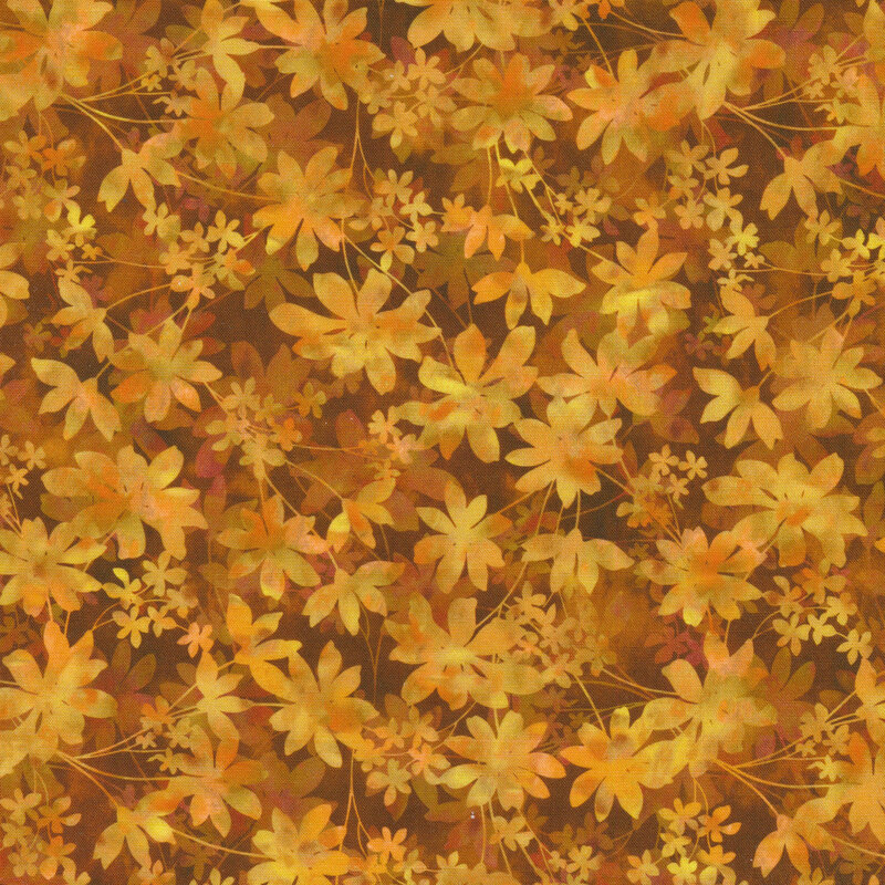 This fabric features golden yellow flowers