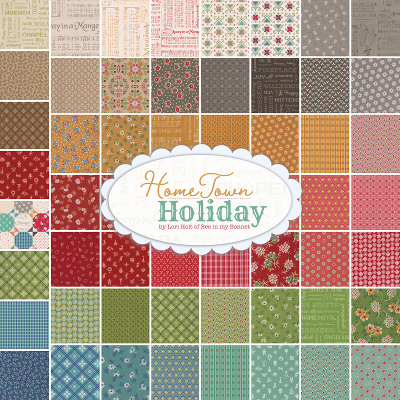 Collage image of all fabrics included in the Home Town Holiday collection