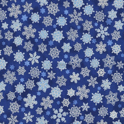 Blue fabric featuring snow flakes