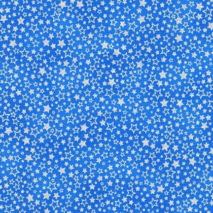 blue fabric featuring  silver stars