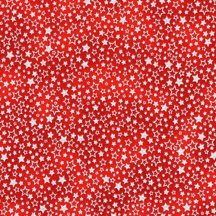 red fabric featuring silver stars