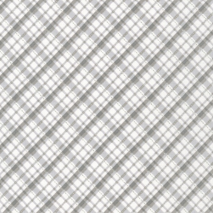 white plaid fabric with silver metallic accents