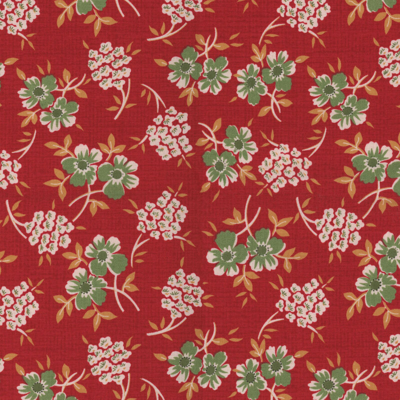 Red fabric a floral pattern
