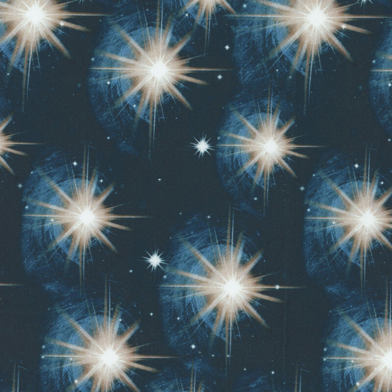 deep navy blue fabric with scattered stars, including the bright North Star