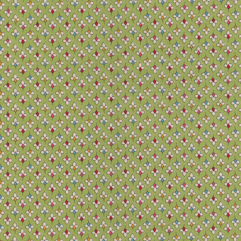 Light green fabric with a tossed floral pattern