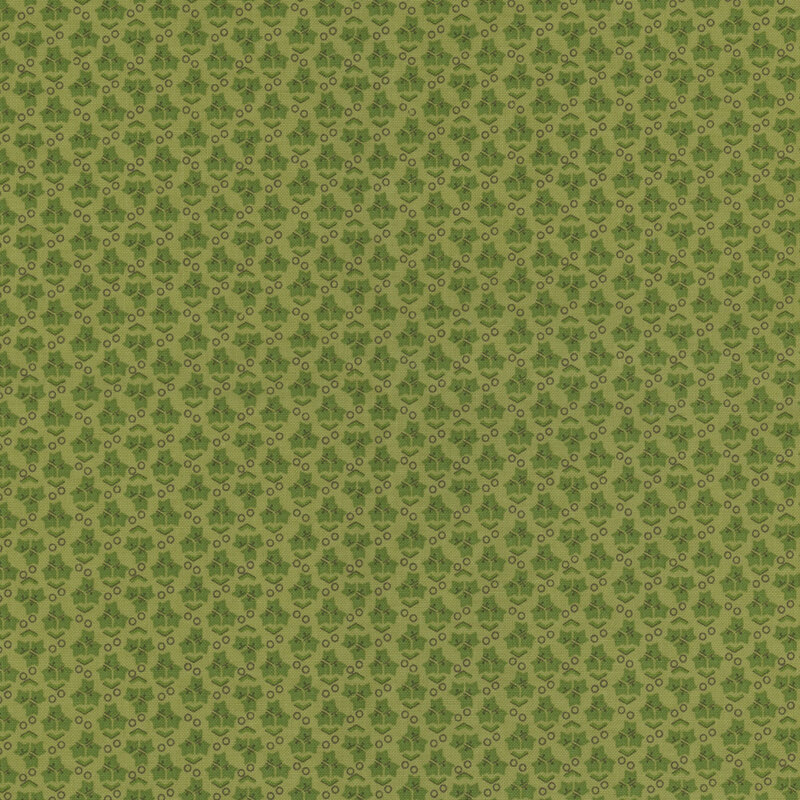 Tonal green fabric with a floral pattern