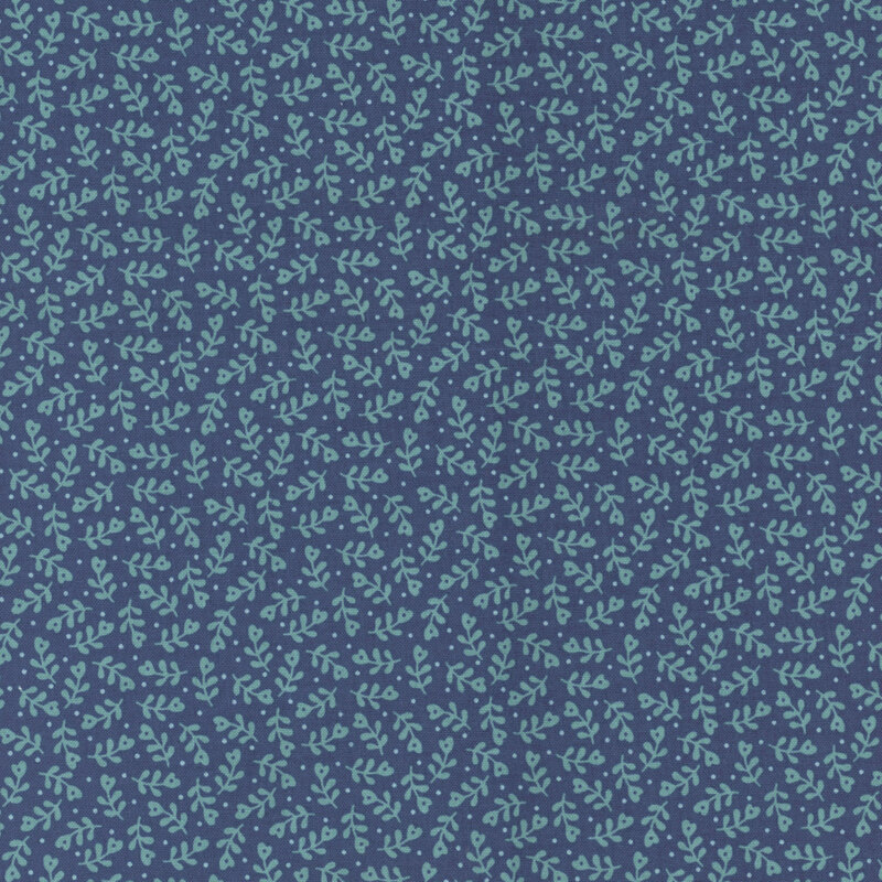Tonal blue fabric with a floral pattern