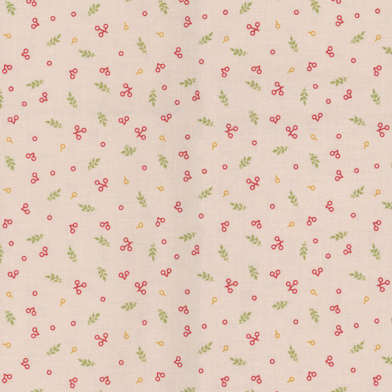 Latte fabric with a leaf a berry pattern