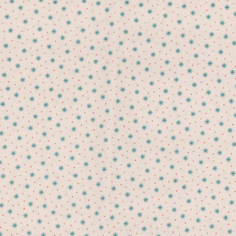 Latte fabric with a dots and snowflake pattern