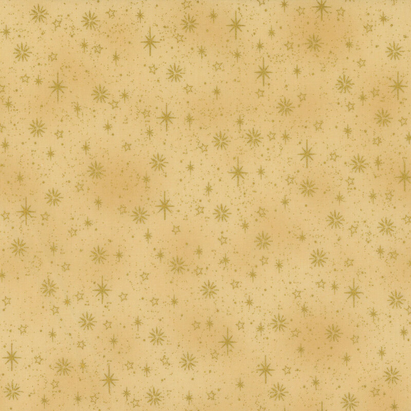 gorgeous warm tan fabric with scattered metallic gold stars