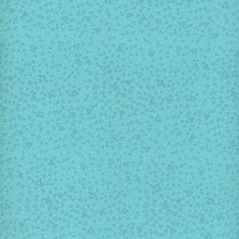 Scan of aqua fabric with a repeating triangle pattern