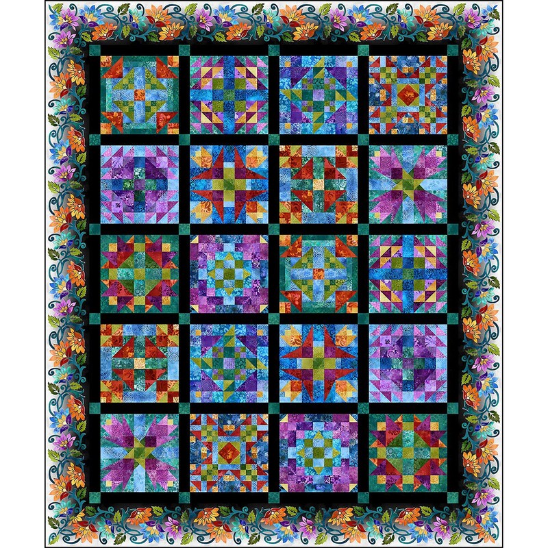 A digital rendering of the black version of the Prism BOM quilt