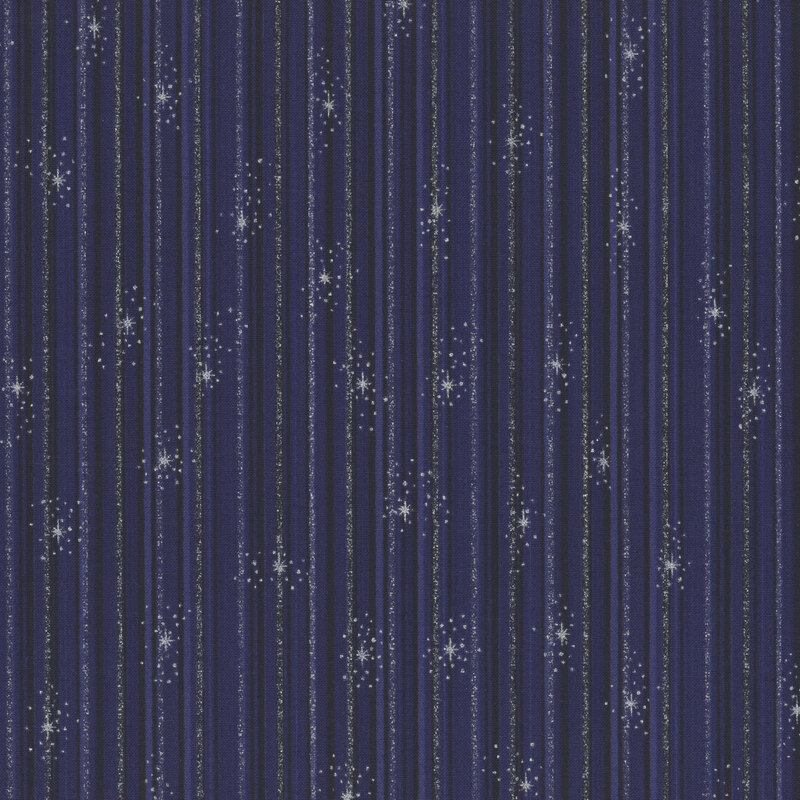 wonderful rich blue fabric with tonal striping, accented beautifully by metallic silver stripes and stars