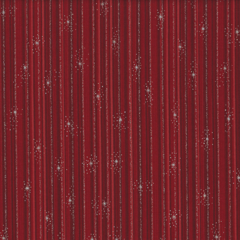 wonderful red fabric with tonal striping, accented beautifully by metallic silver stripes and stars