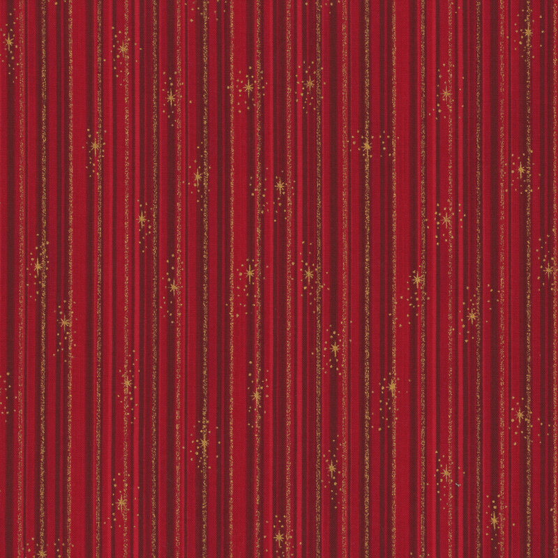 wonderful red fabric with tonal striping, accented beautifully by metallic gold stripes and stars