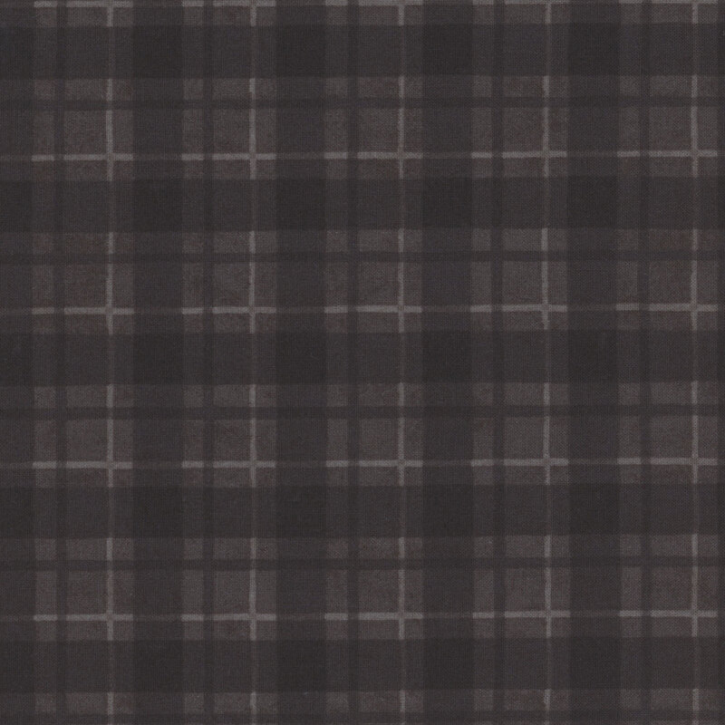 watercolor plaid fabric in tonal shades of black