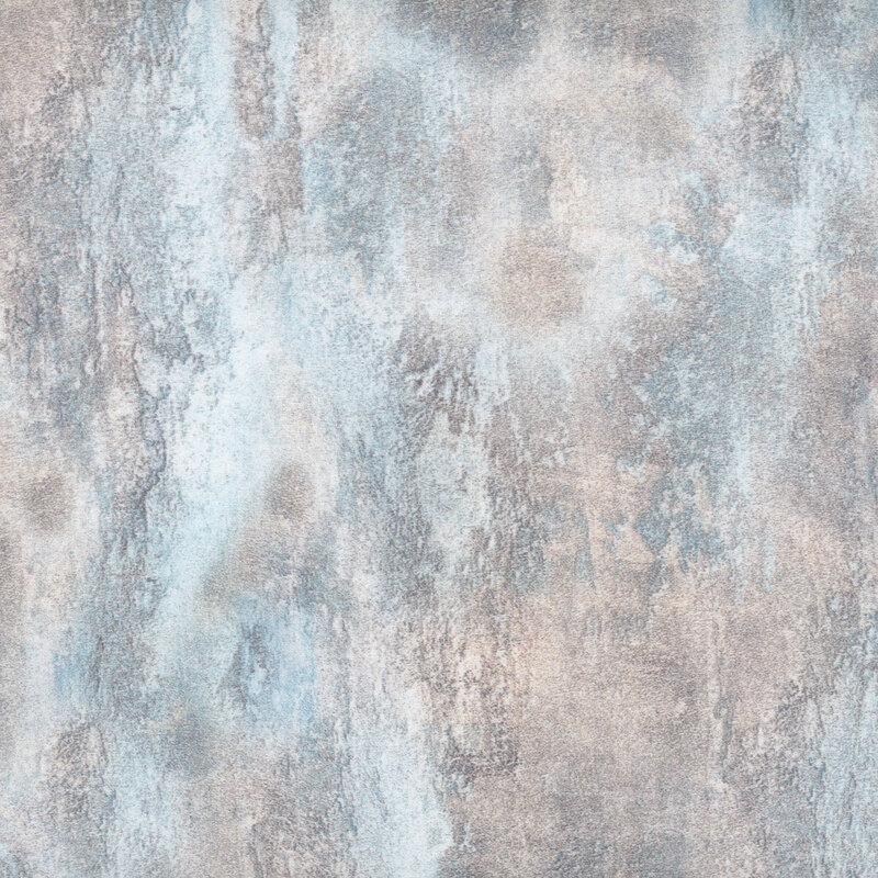 Scan of a mottled tree bark texture print in steel gray and ice blue