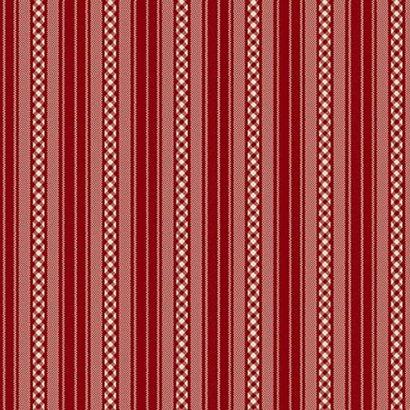 Red and cream stripes with gingham stripes in between