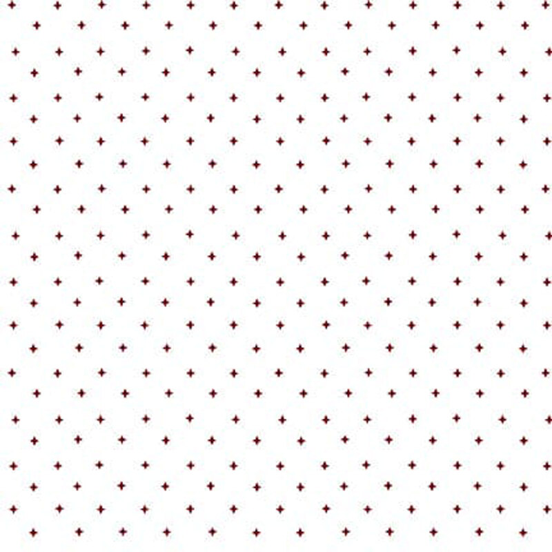white fabric with tiny red crosses all over