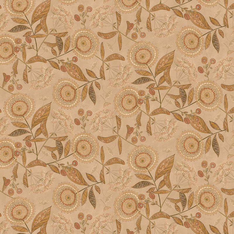 cream fabric featuring intricate flowers