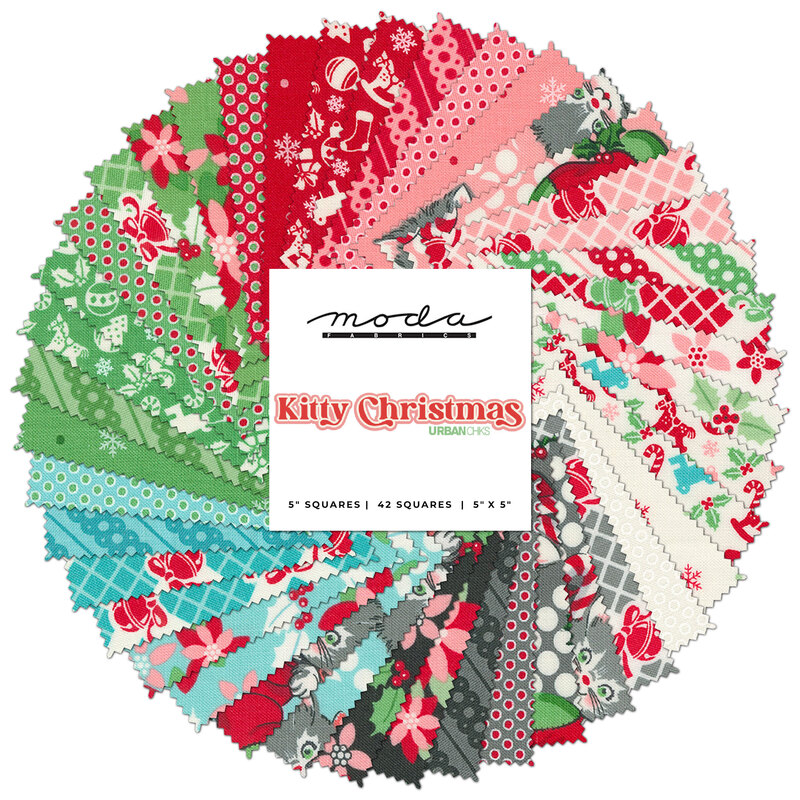 Kitty Christmas Jelly Roll Reservation | Urban Chiks for Moda Fabrics