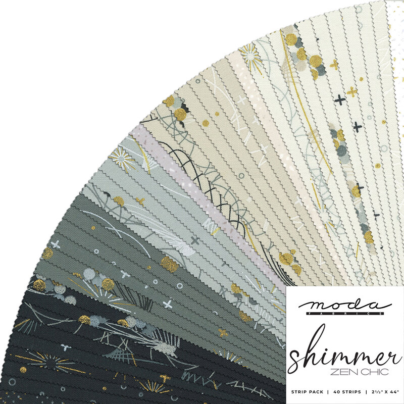 collage of all shimmer fabrics, splayed in a fan, in lovely shades of white, ecru, gray, and black