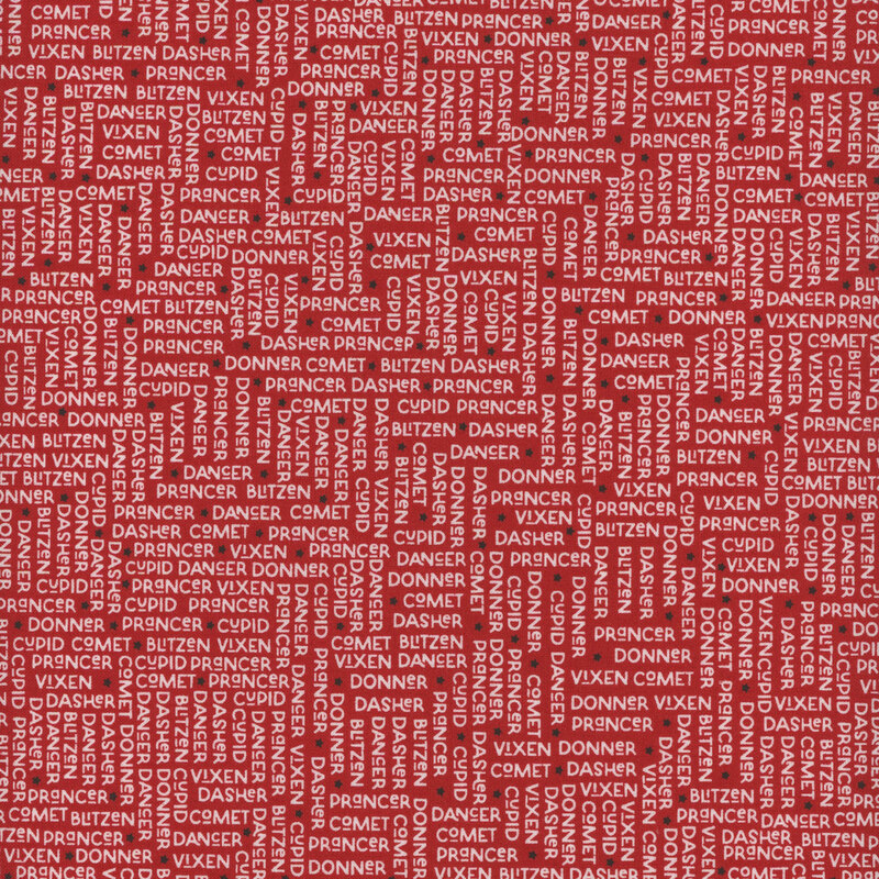 red fabric that features packed names arranged perpendicular to one another, written in white letters.